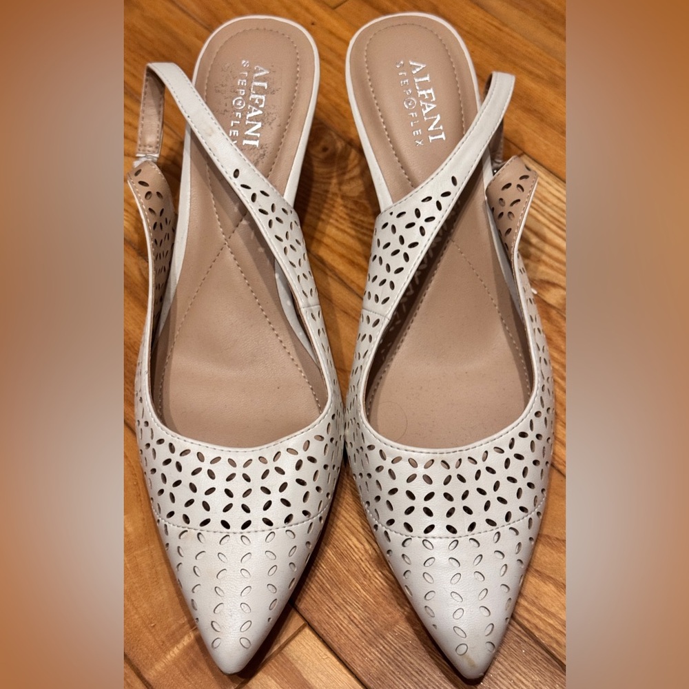 White Leather Slingback